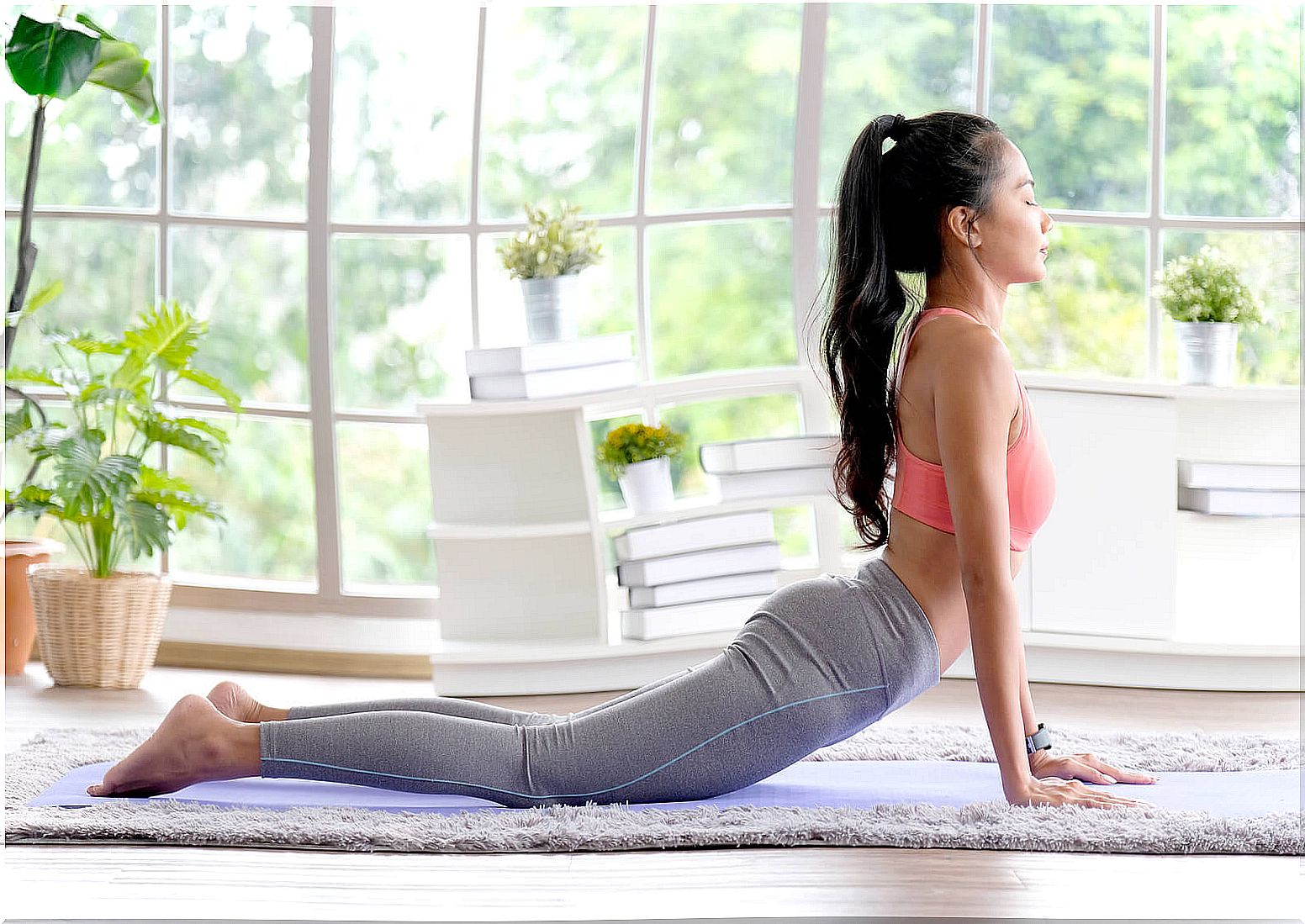 Stretching after exercise.