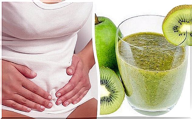 Pear and kiwi smoothie against bloating