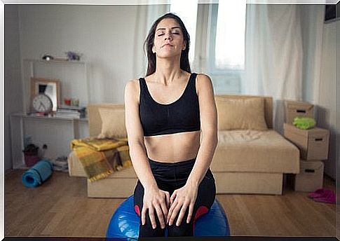 Woman doing breathing exercises