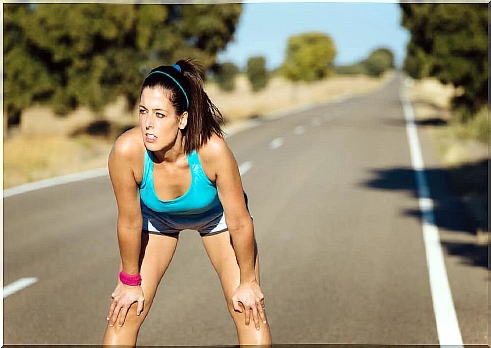 Woman resting after running