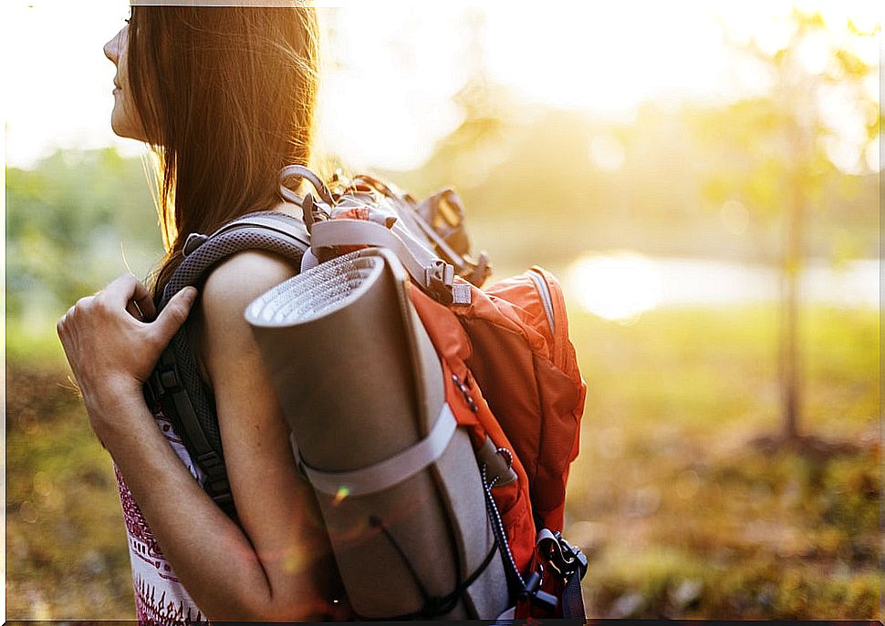 Woman traveling alone